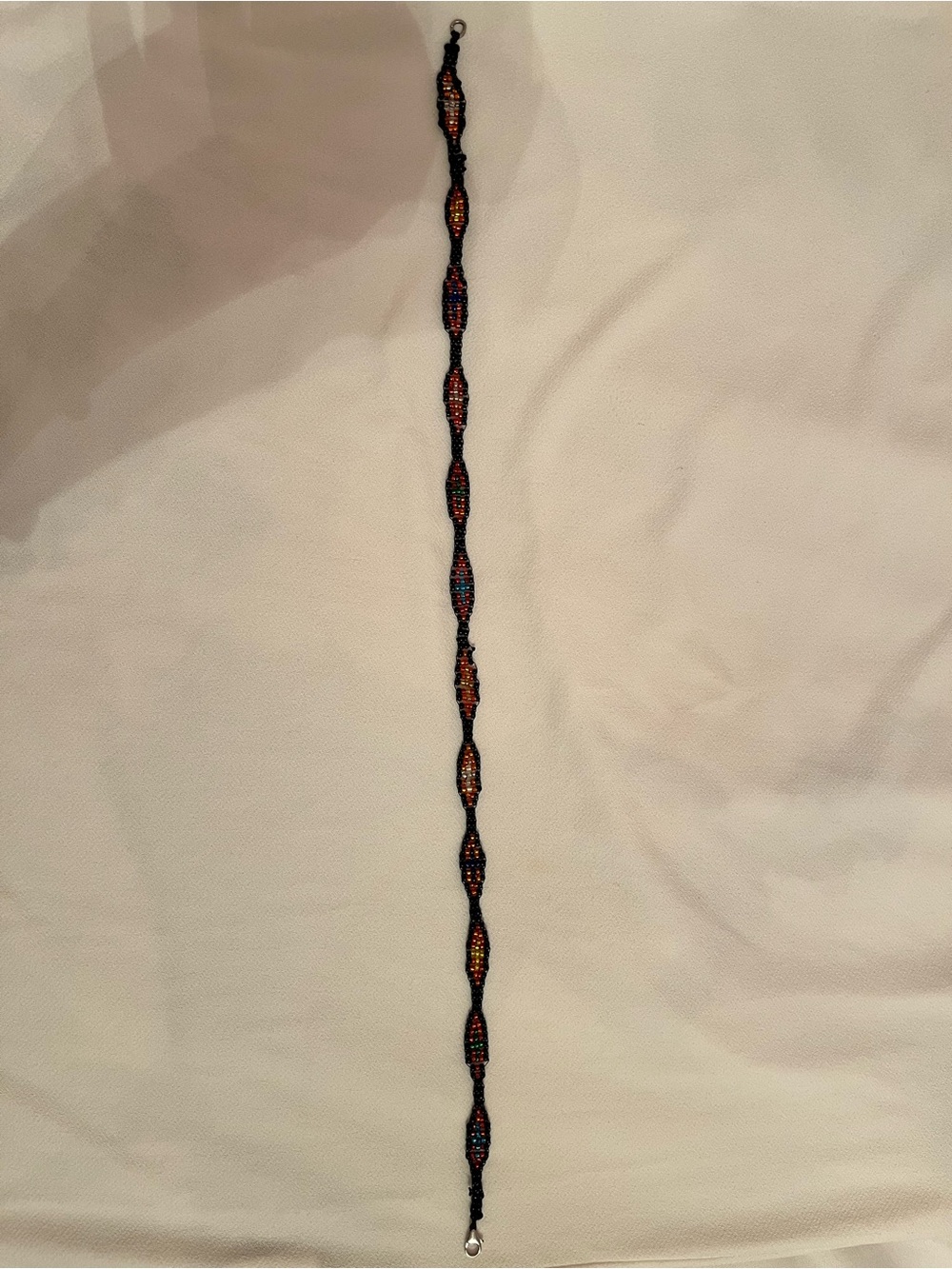 Source Unknown Black Beaded Multi-Color Seed Bead Necklace
